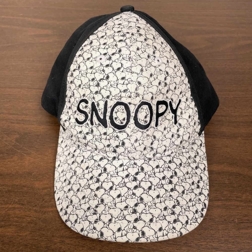 Vintage Snoopy Hat Knott's Cedar Fair Strapback All Over Graphic Peanuts Cap